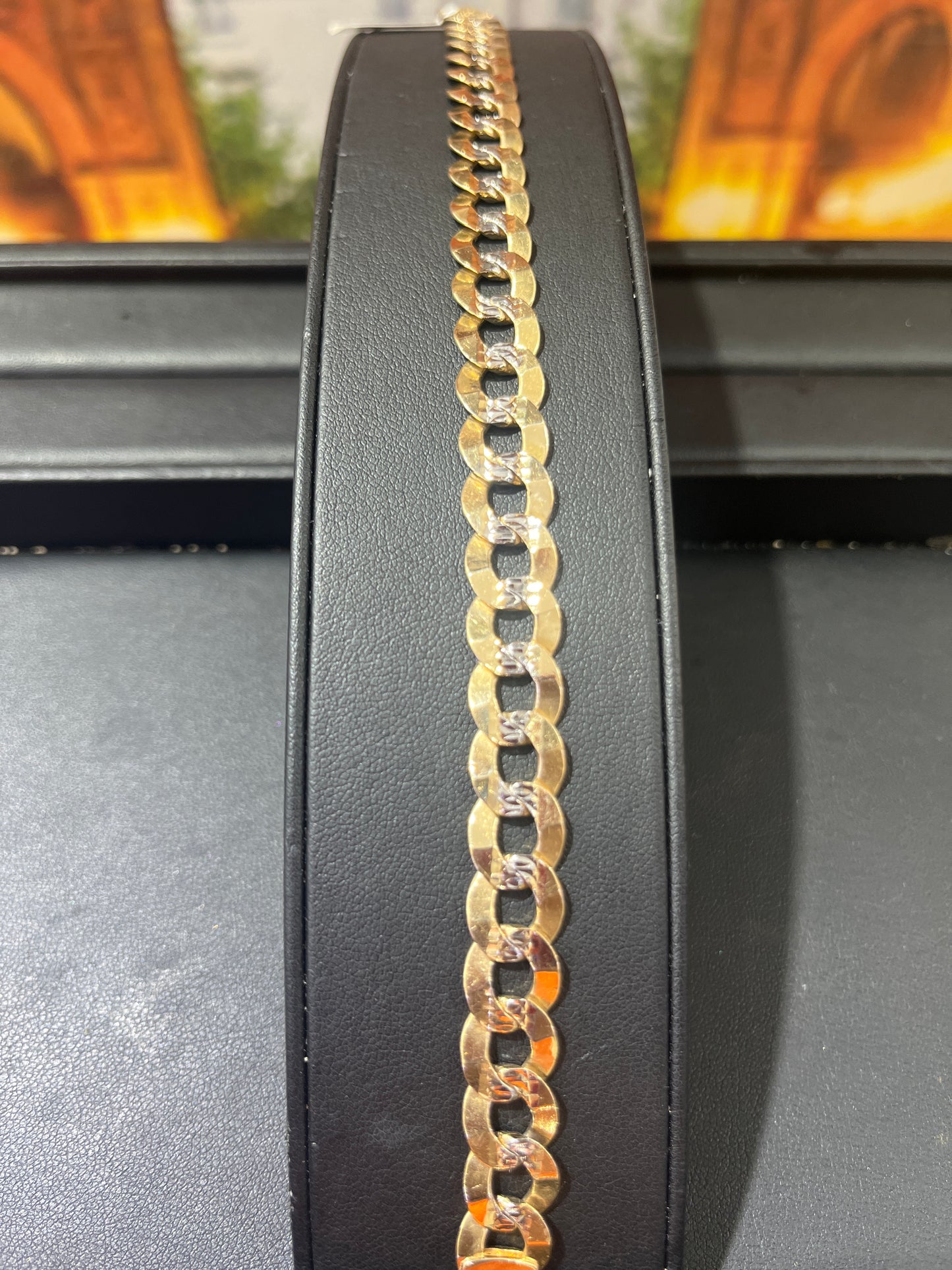 14KT Gold Bracelet - 10mm Heavy Flat Cuban Diamond-Cut