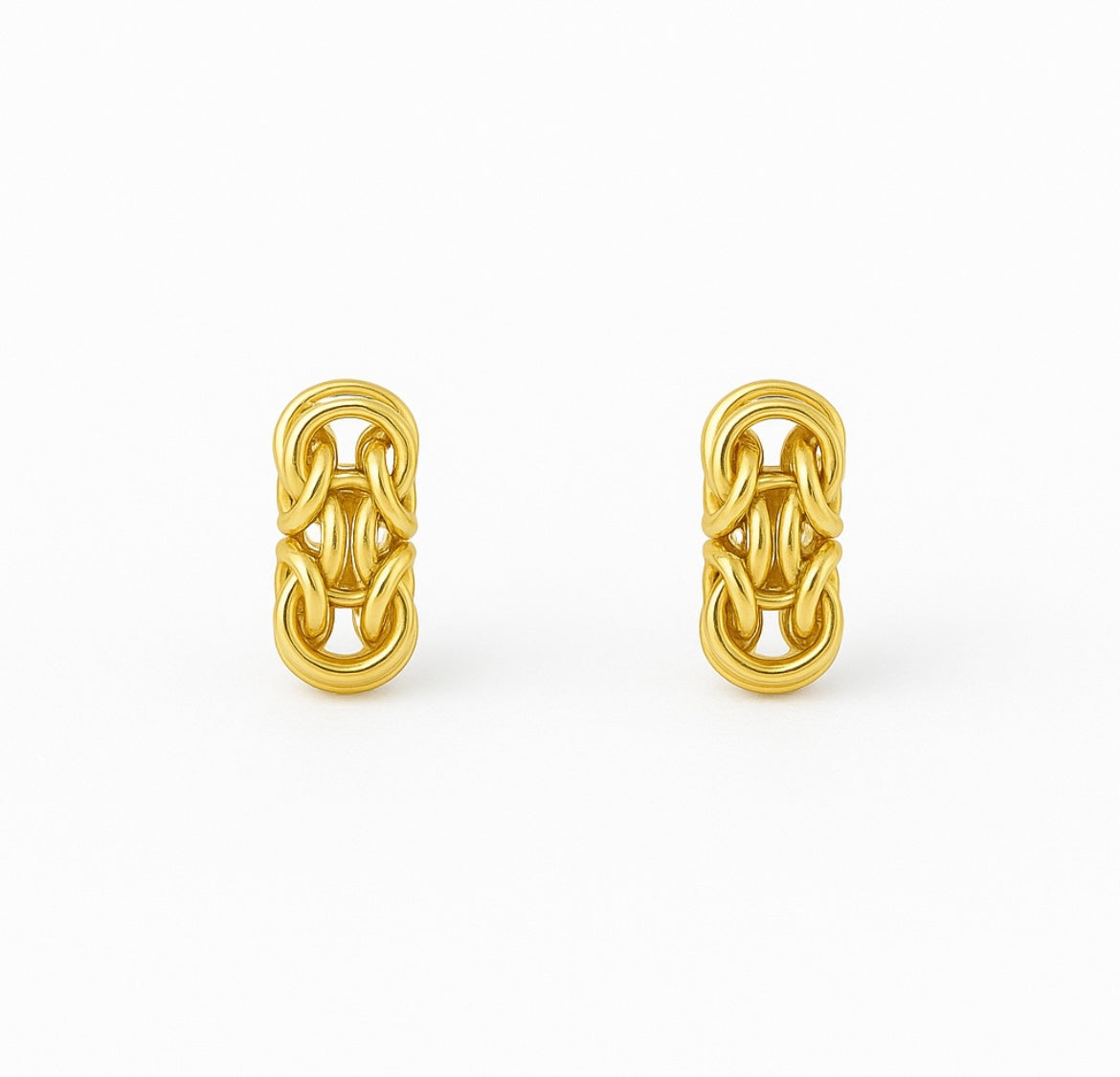 14KT Gold Stud Earrings - Byzantine Design 5mm
