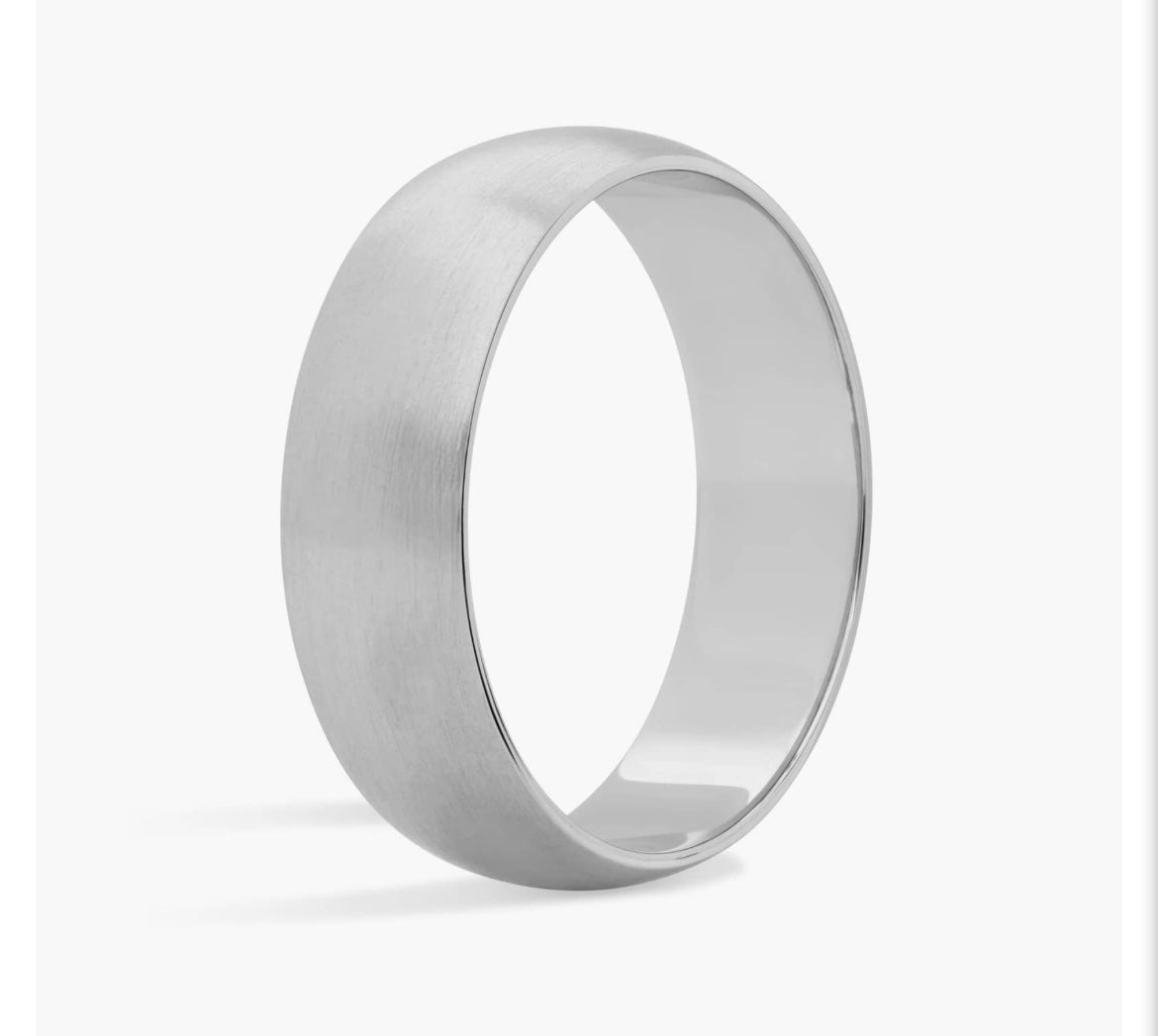 14KT White Gold Ring - Wedding Band 6mm