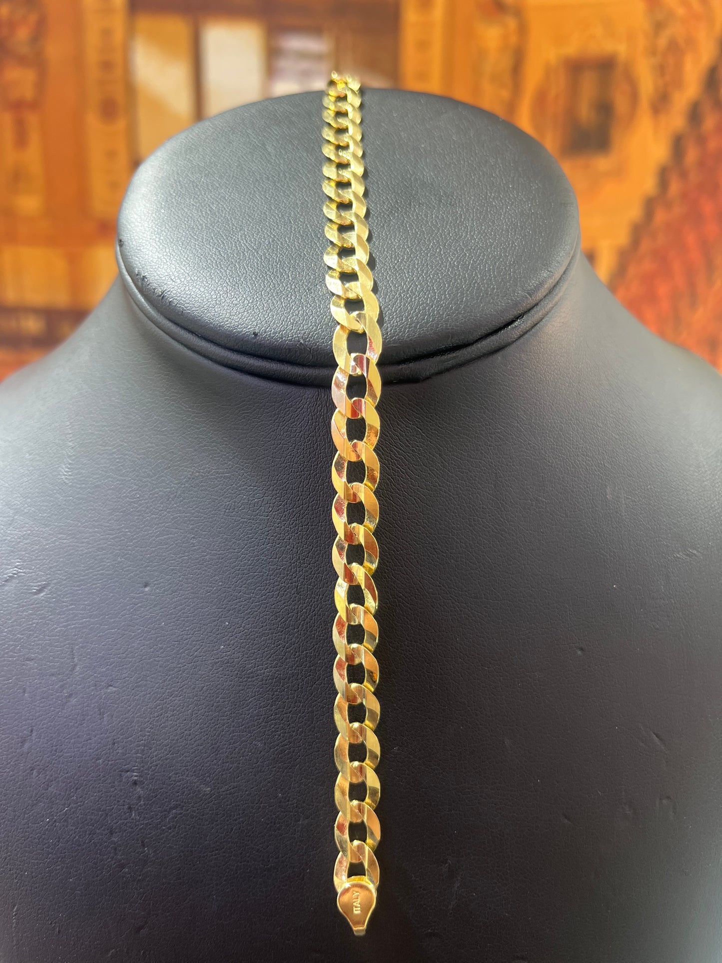 14KT Gold Bracelet - 7mm Heavy Flat Cuban Design