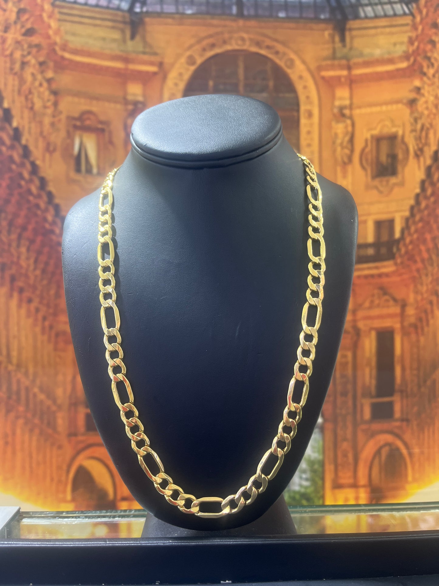 14KT Gold Chain - Figaro Design 9mm