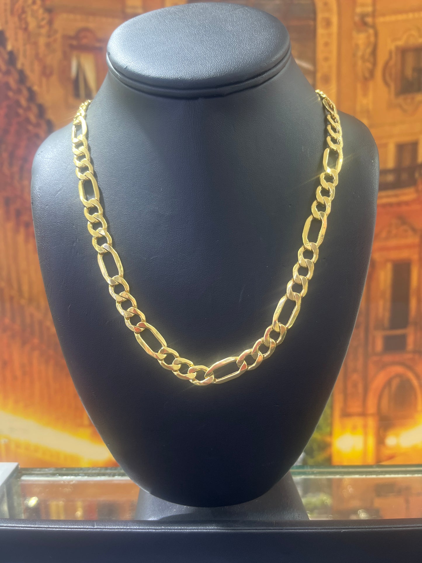 14KT Gold Chain - Figaro Design 9mm