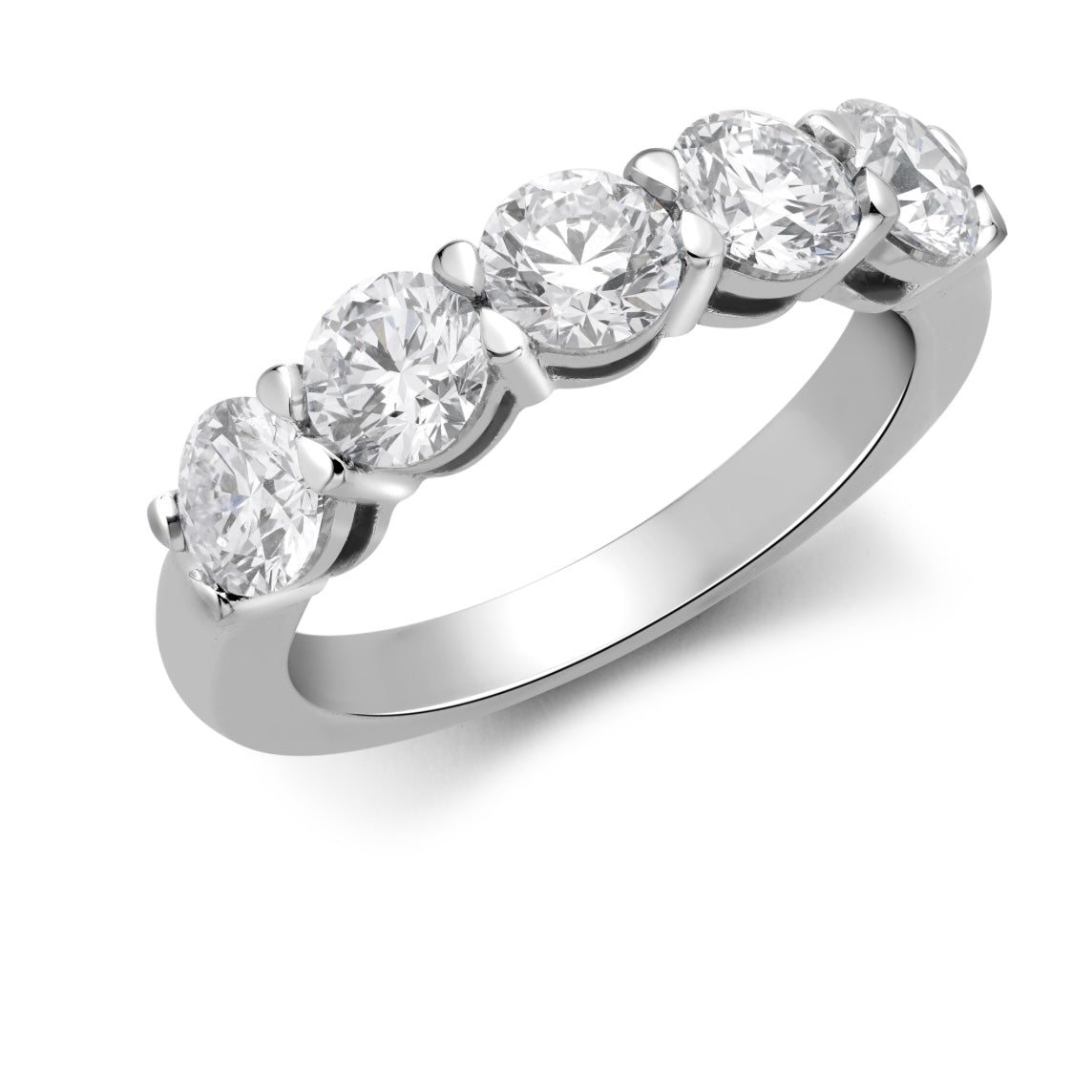 Diamond Ring - 5 Diamonds (3.00cts) in 14k White Gold