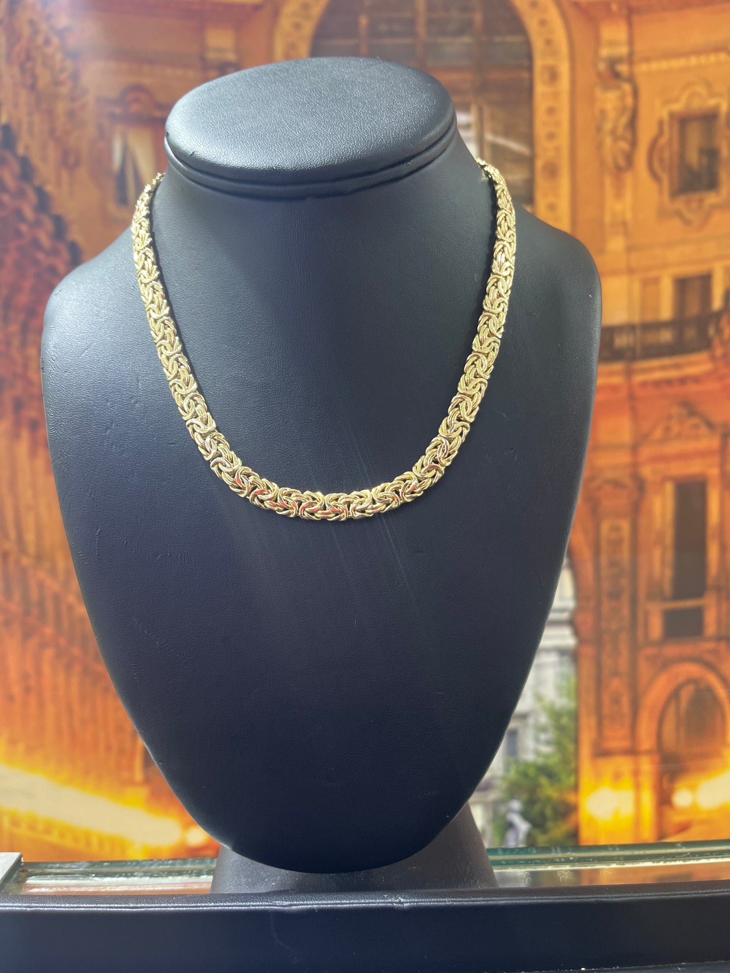 14KT Gold Necklace - 7mm Byzantine Design