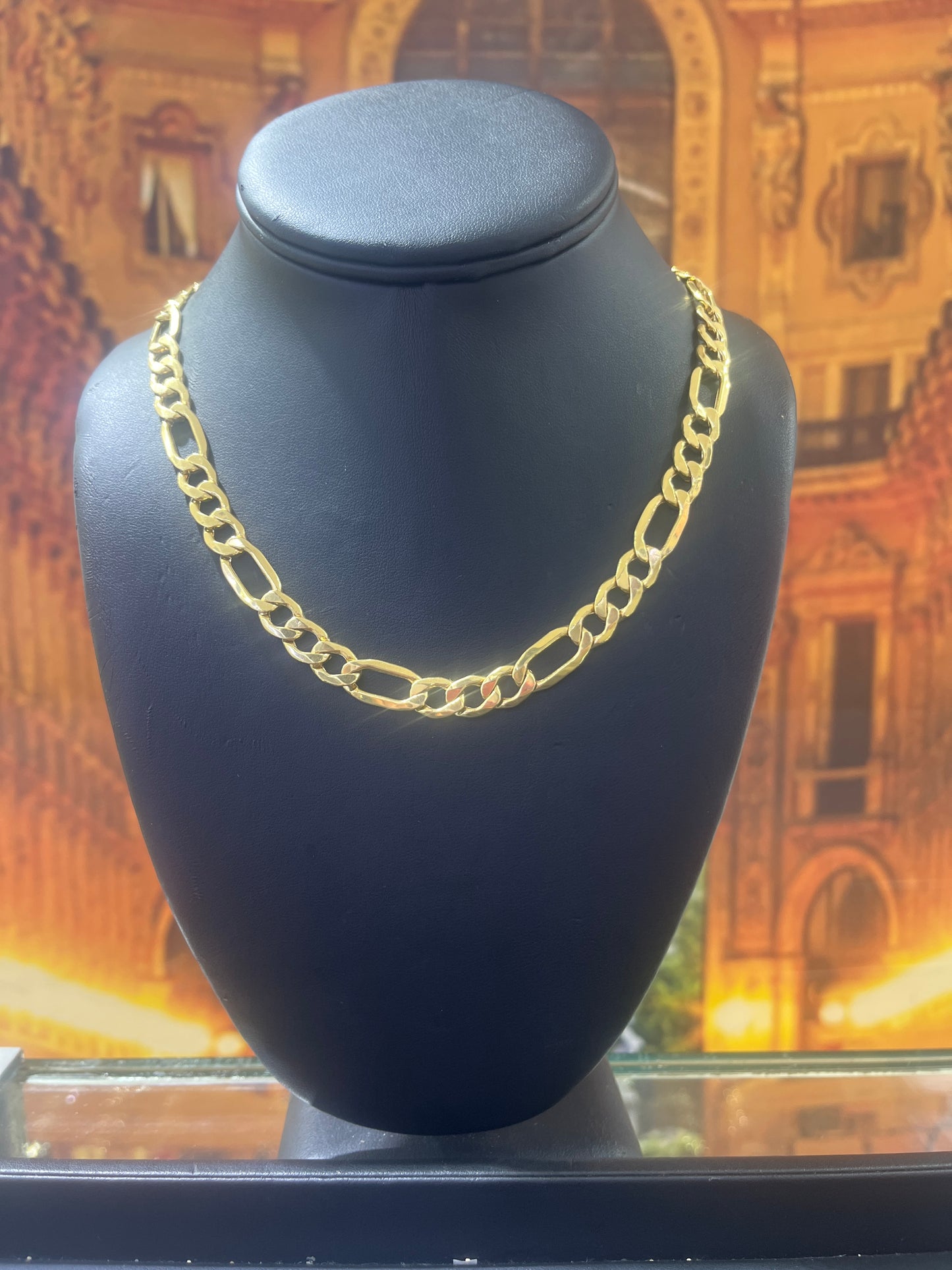 14KT Gold Chain - Figaro Design 9mm
