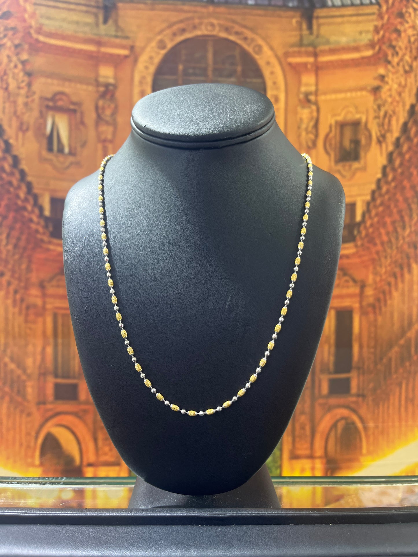14KT Gold Chain - 3mm Two-Tone Pineapple Design