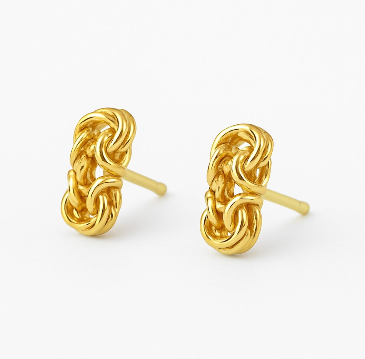 14KT Gold Stud Earrings - Byzantine Design 5mm