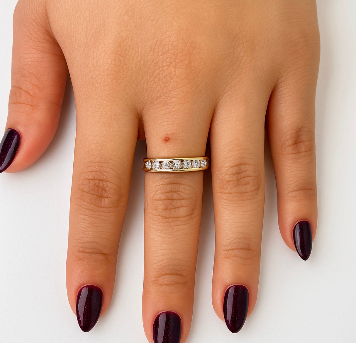 Channel Set Diamond Ring - 16 Diamonds (1.10cts) in 14KT Yellow Gold