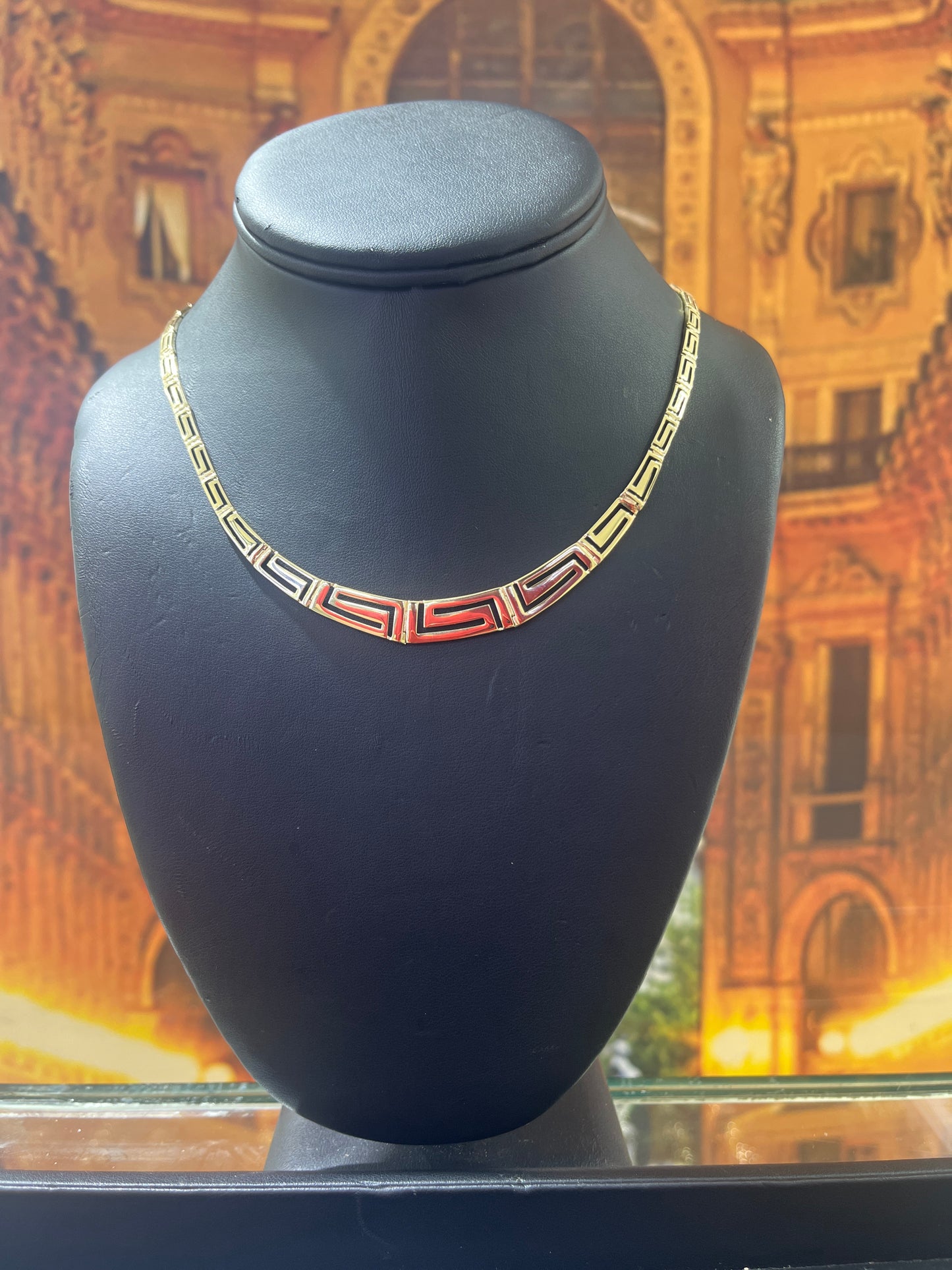 14KT Gold Necklace - 9mm Greek Key Design