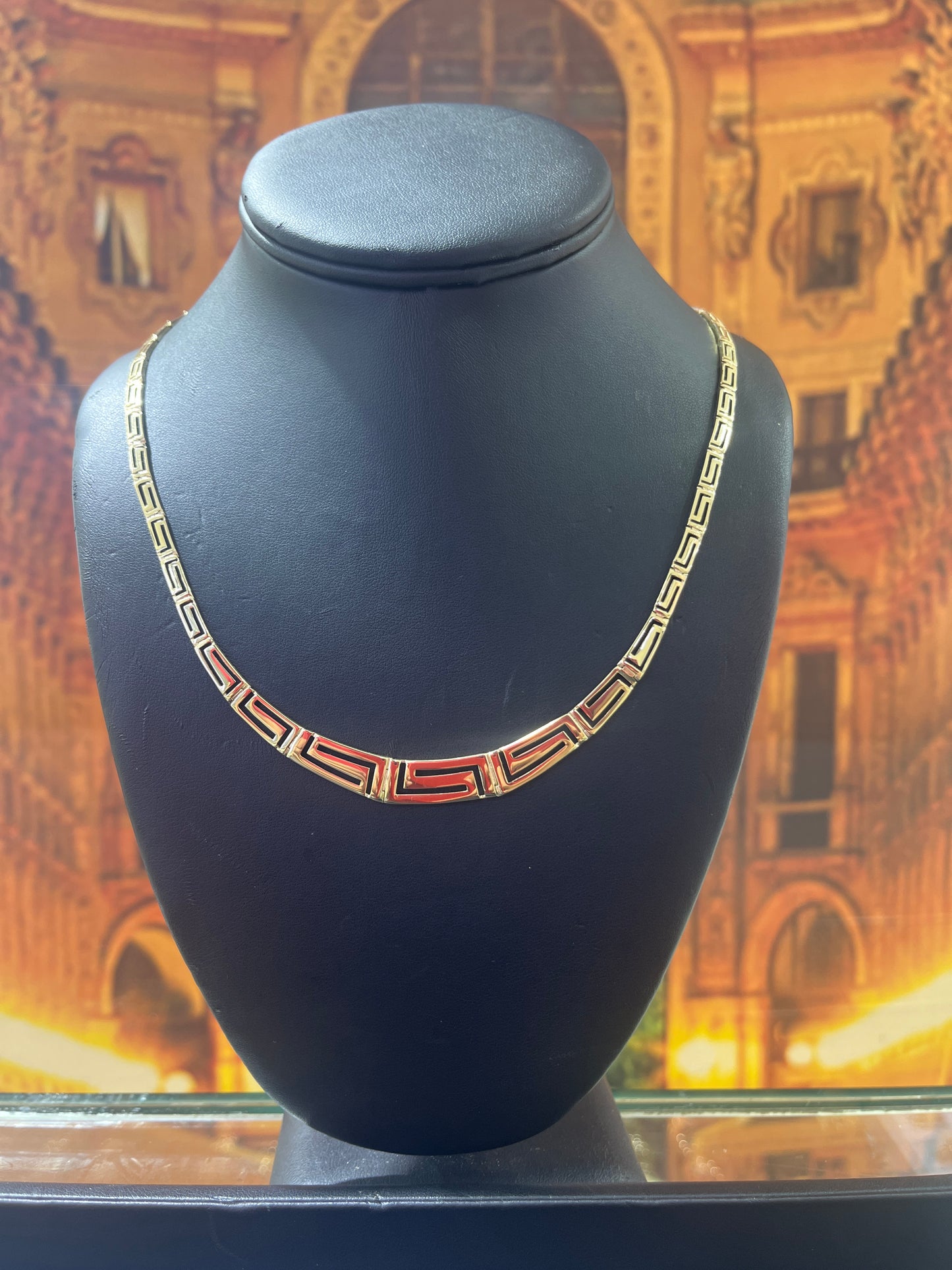14KT Gold Necklace - 9mm Greek Key Design