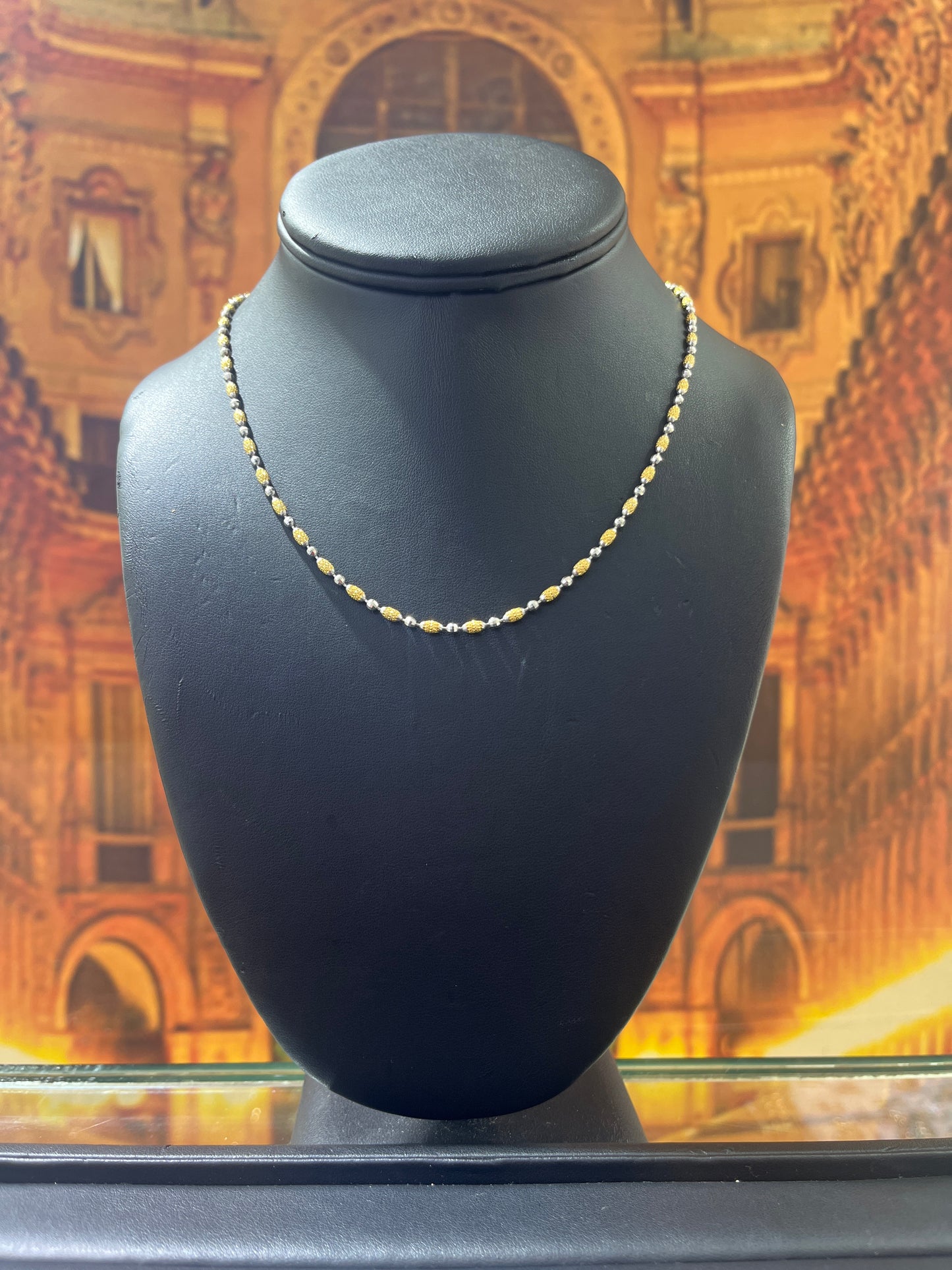 14KT Gold Chain - 3mm Two-Tone Pineapple Design