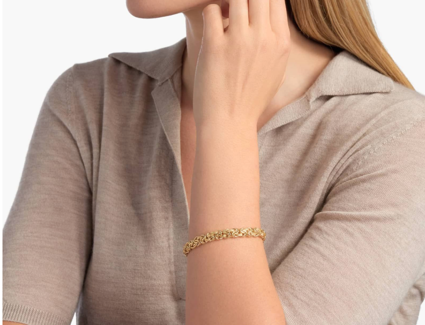 14KT Gold Bracelet - Byzantine Design (7.5mm)