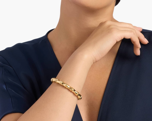 14KT Gold Bangle - Bamboo Design 8"