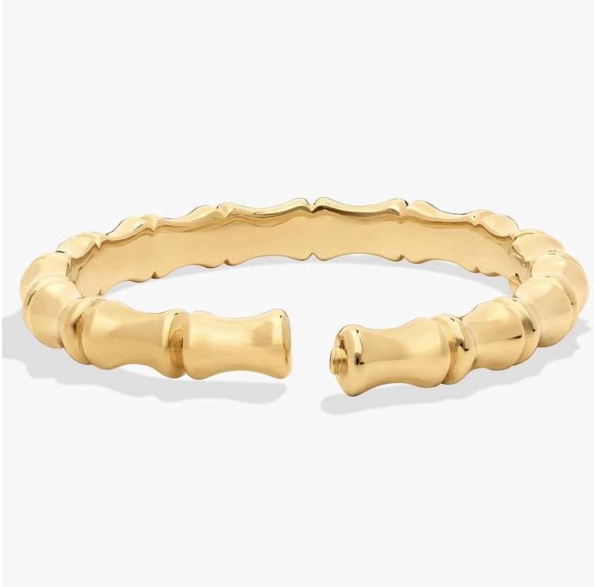 14KT Gold Bangle - Bamboo Design 8"