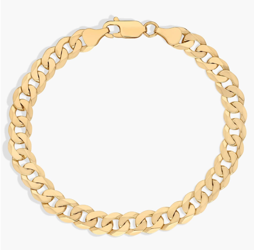 14KT Gold Bracelet - Solid Cuban 7.5mm 8"