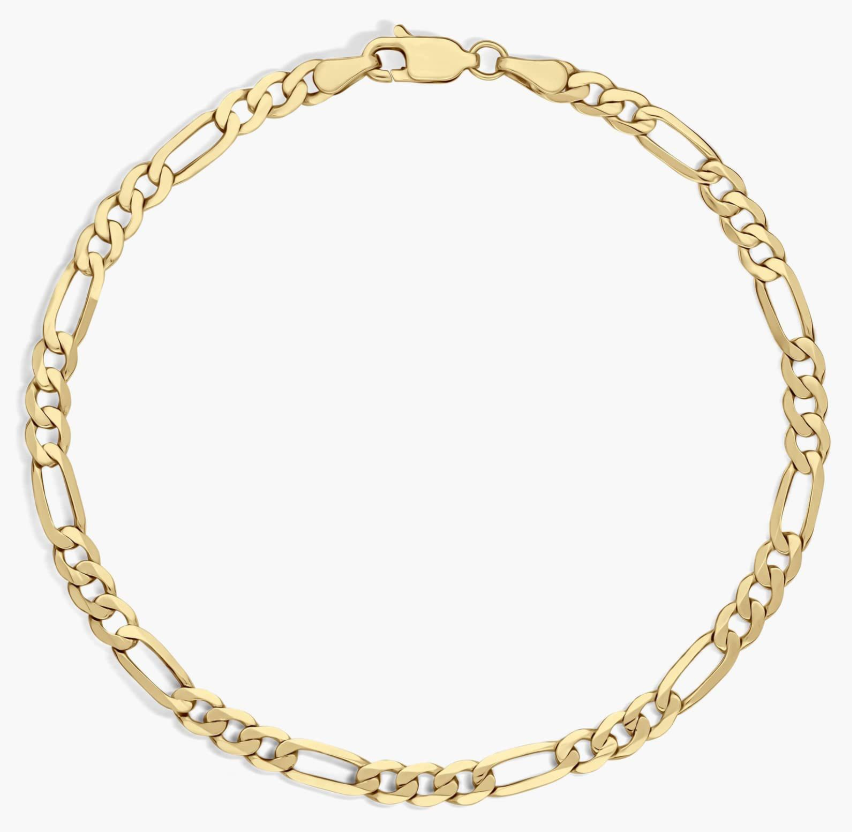 14KT Gold Bracelet - Figaro Design 4mm 8"