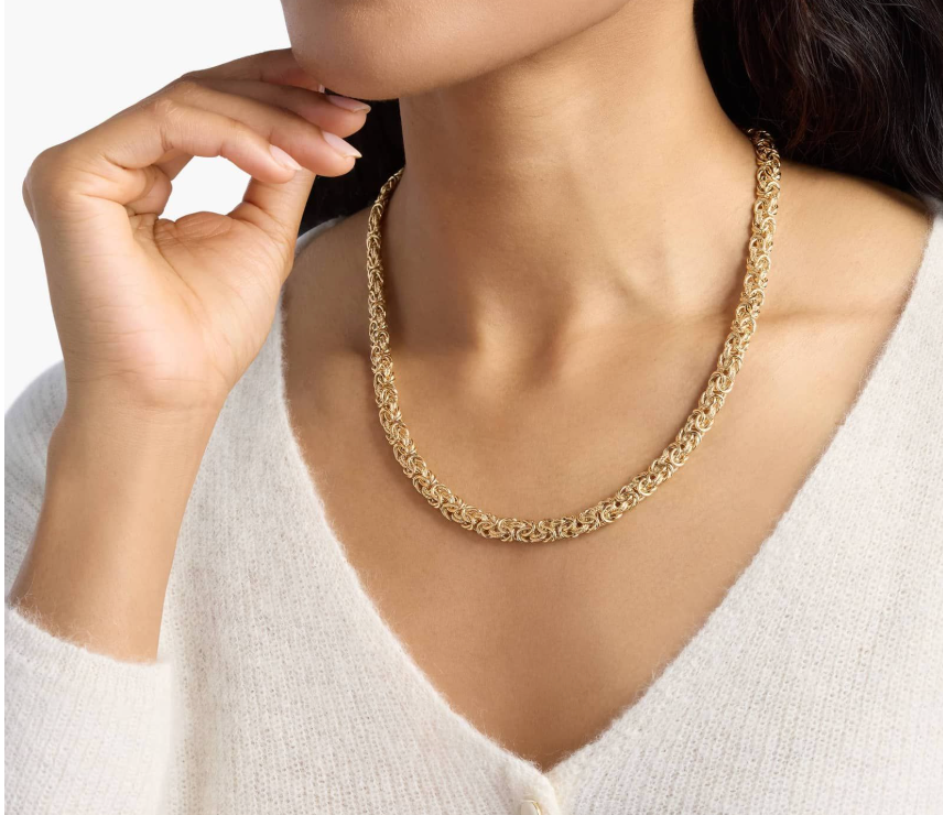 14KT Gold Necklace - Byzantine Design 20" 7.5mm