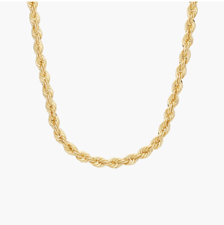 14KT Gold Necklace - Rope Design 18" 3.5mm