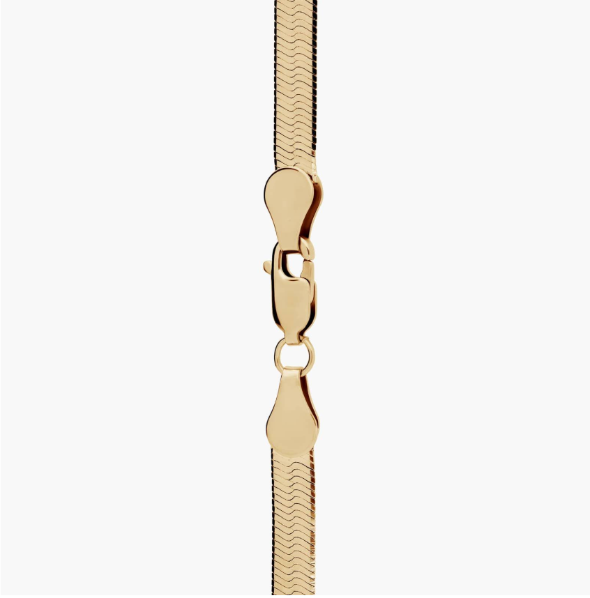 14KT Gold Necklace - Herringbone Design 3mm 18"