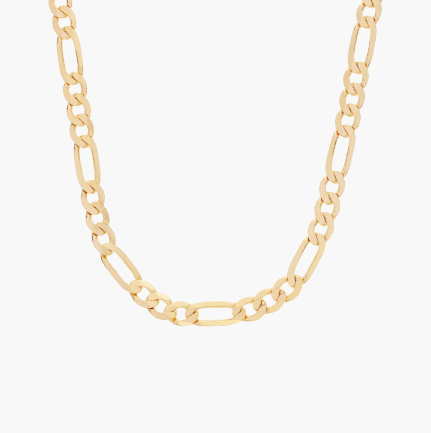 14KT Gold Necklace - Figaro Design 4mm 18"