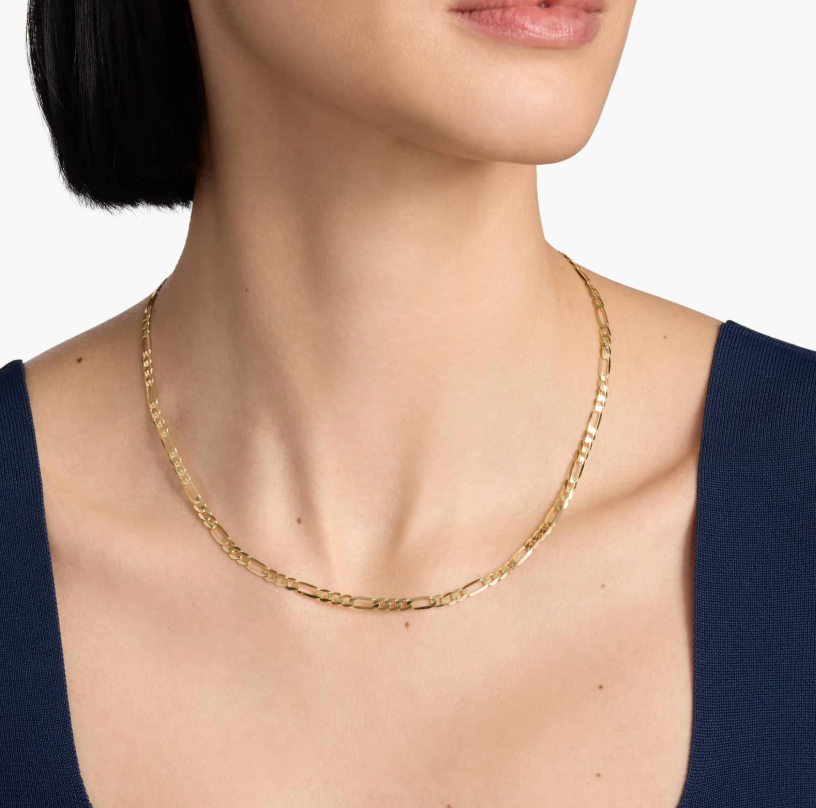 14KT Gold Necklace - Figaro Design 4mm 18"