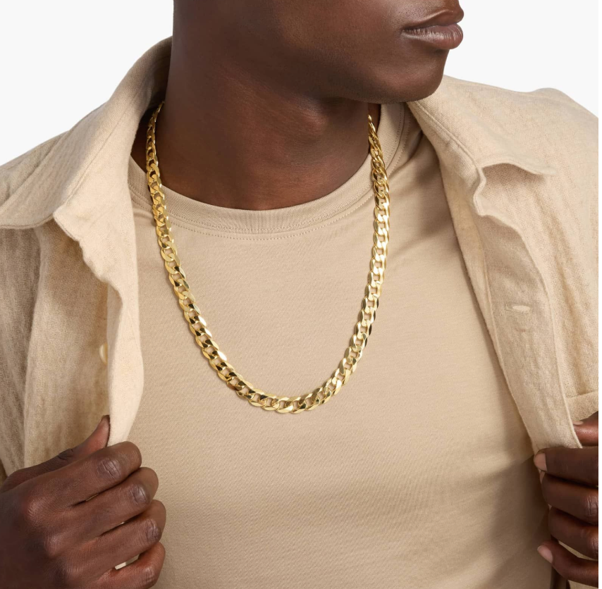 14KT Gold Chain - Flat Cuban Design 10mm 24"