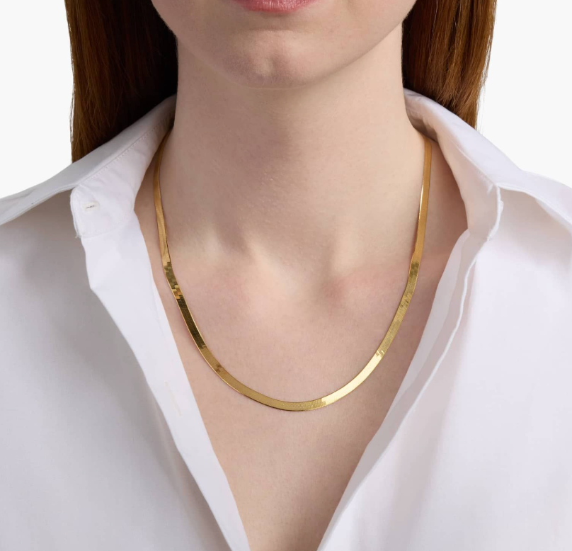 14KT Gold Necklace - Herringbone Design 4mm 20"