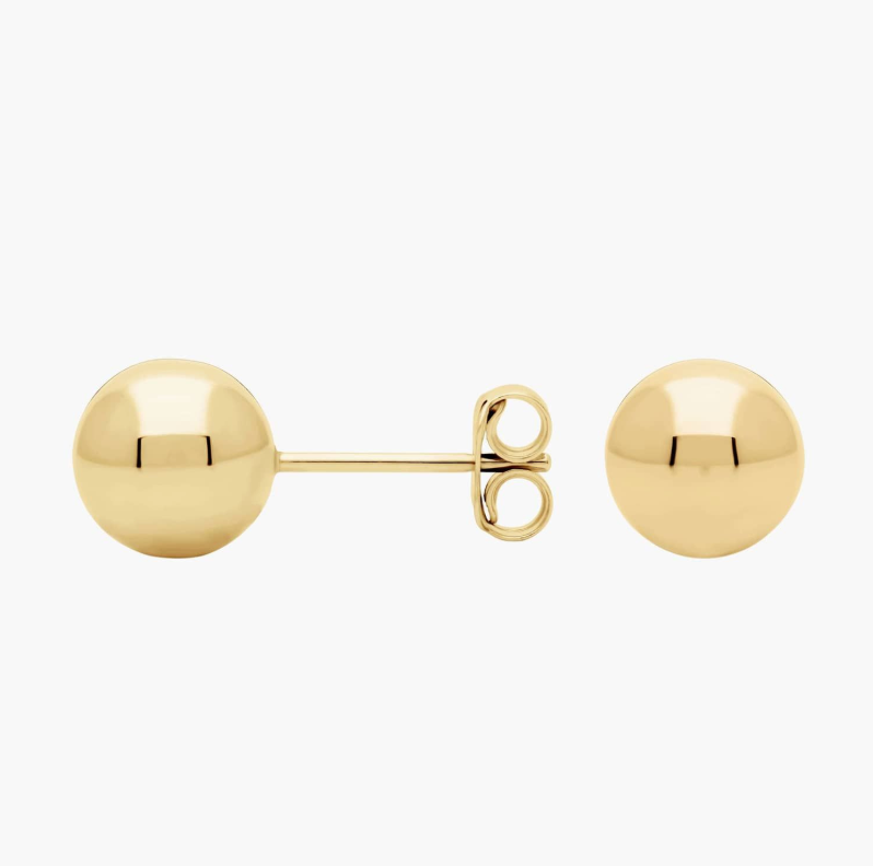 14KT Gold Stud Earrings - Ball Design (8mm)