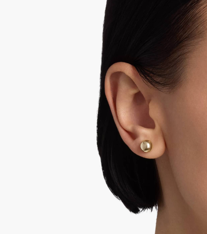 14KT Gold Stud Earrings - Ball Design (8mm)