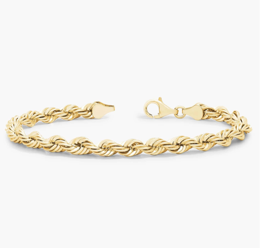 14KT Gold Bracelet - Rope Design 6mm 8"
