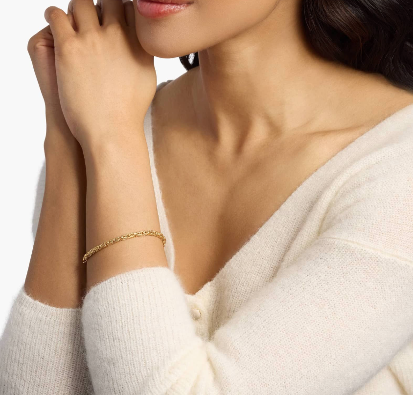 14KT Gold Bracelet - Byzantine Design (3.2mm)