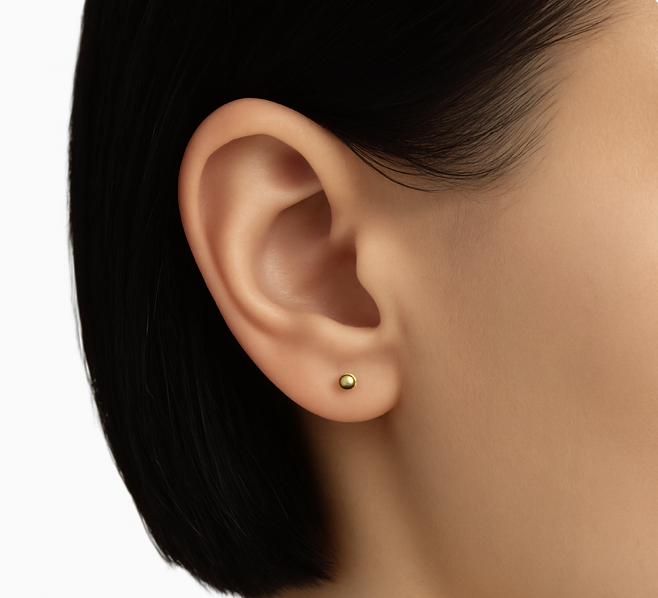 14KT Gold Stud Earrings - Ball Design 2mm