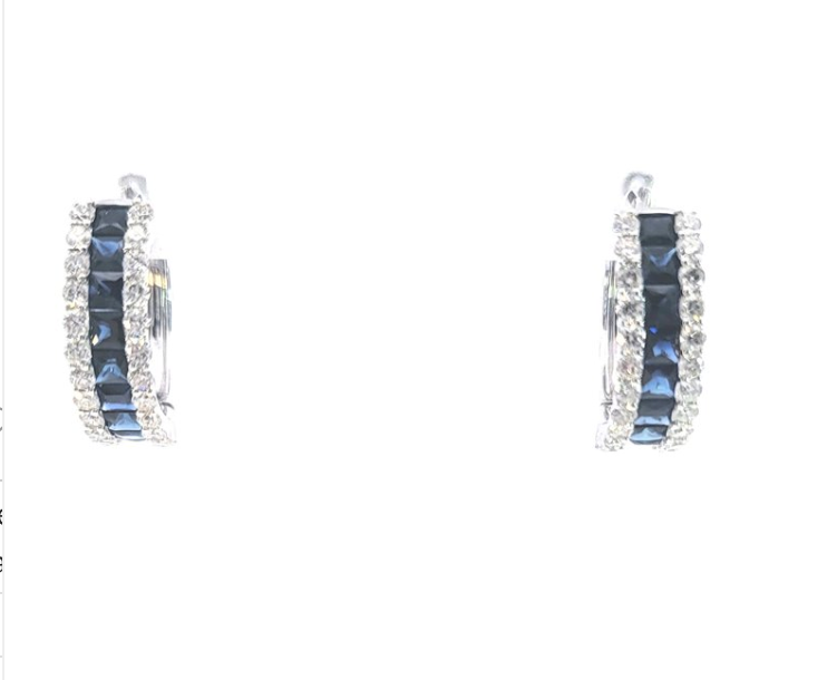 Sapphire & Diamond Hoop Earrings - 2.20ct Sapphire and 1.04ct Diamond hoops crafted in 14KT White Gold