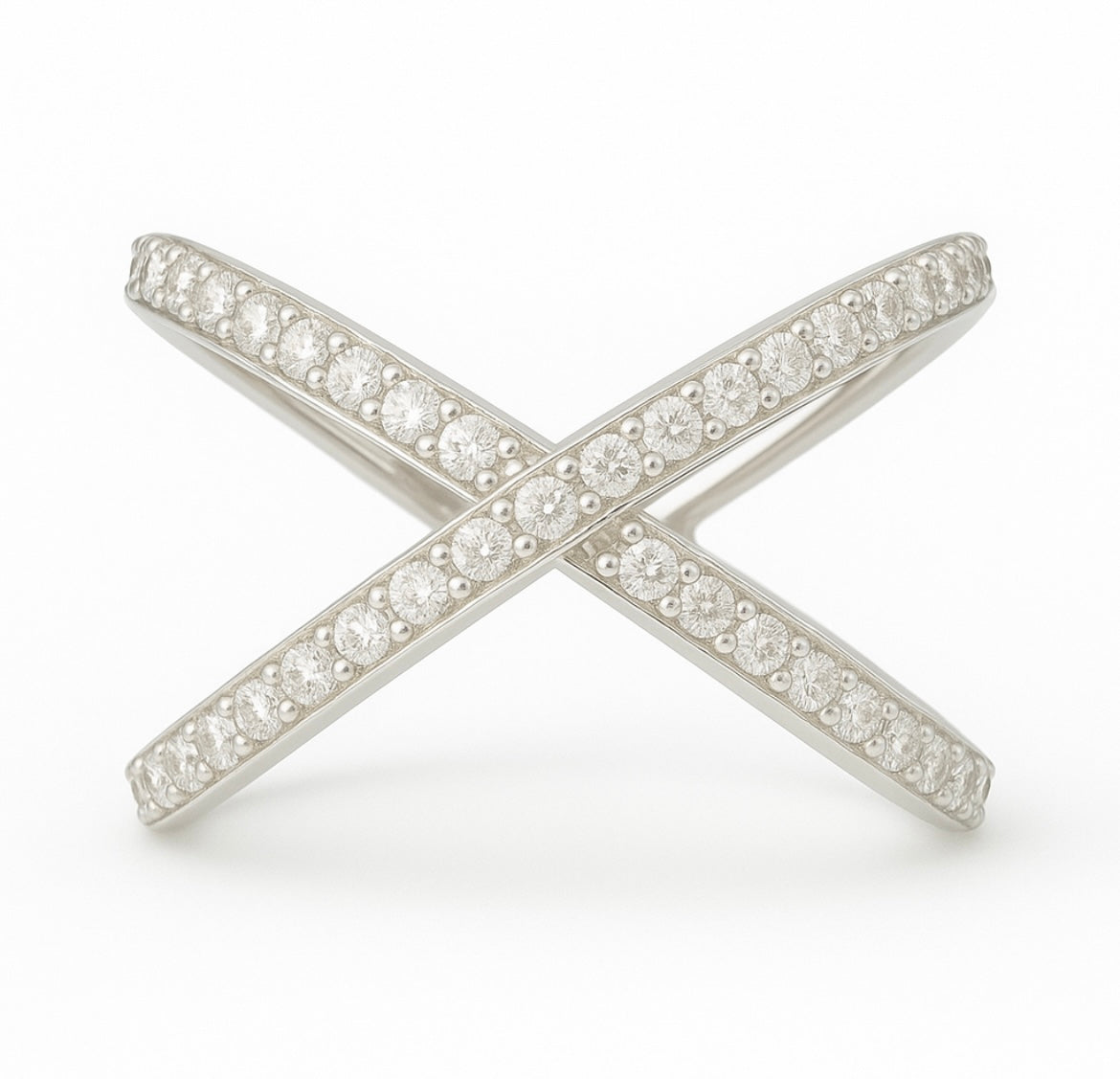 Diamond Ring - CrissCross Design 0.80cts in 14KT White Gold