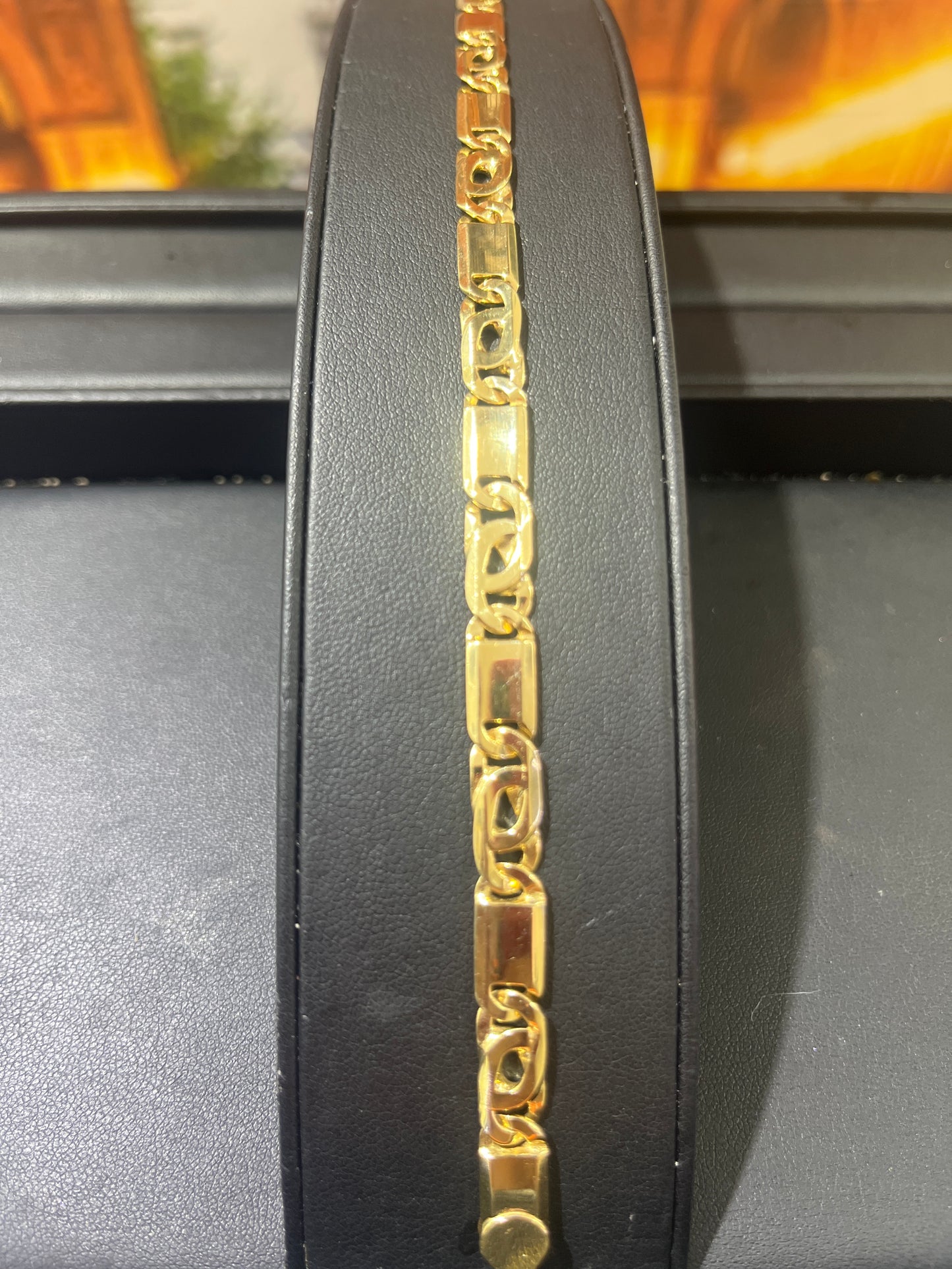 14KT Gold Bracelet - 6.5mm Tiger’s Eye Design Heavy