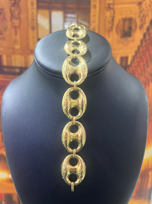 14KT Gold Bracelet - 22.5mm Diamond-Cut Gucci Design