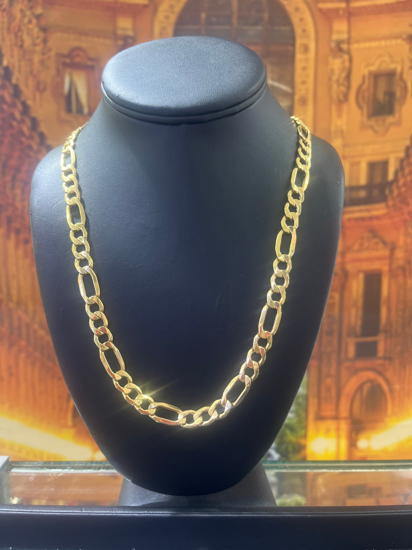 14KT Gold Chain - Figaro Design 9mm