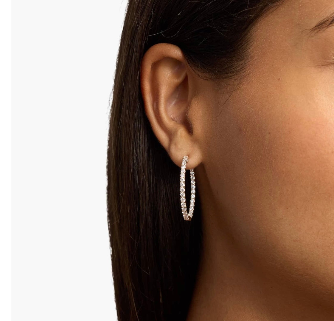 Diamond Hoop Earrings - Inside Out Design (2.10cts) in 14KT White Gold