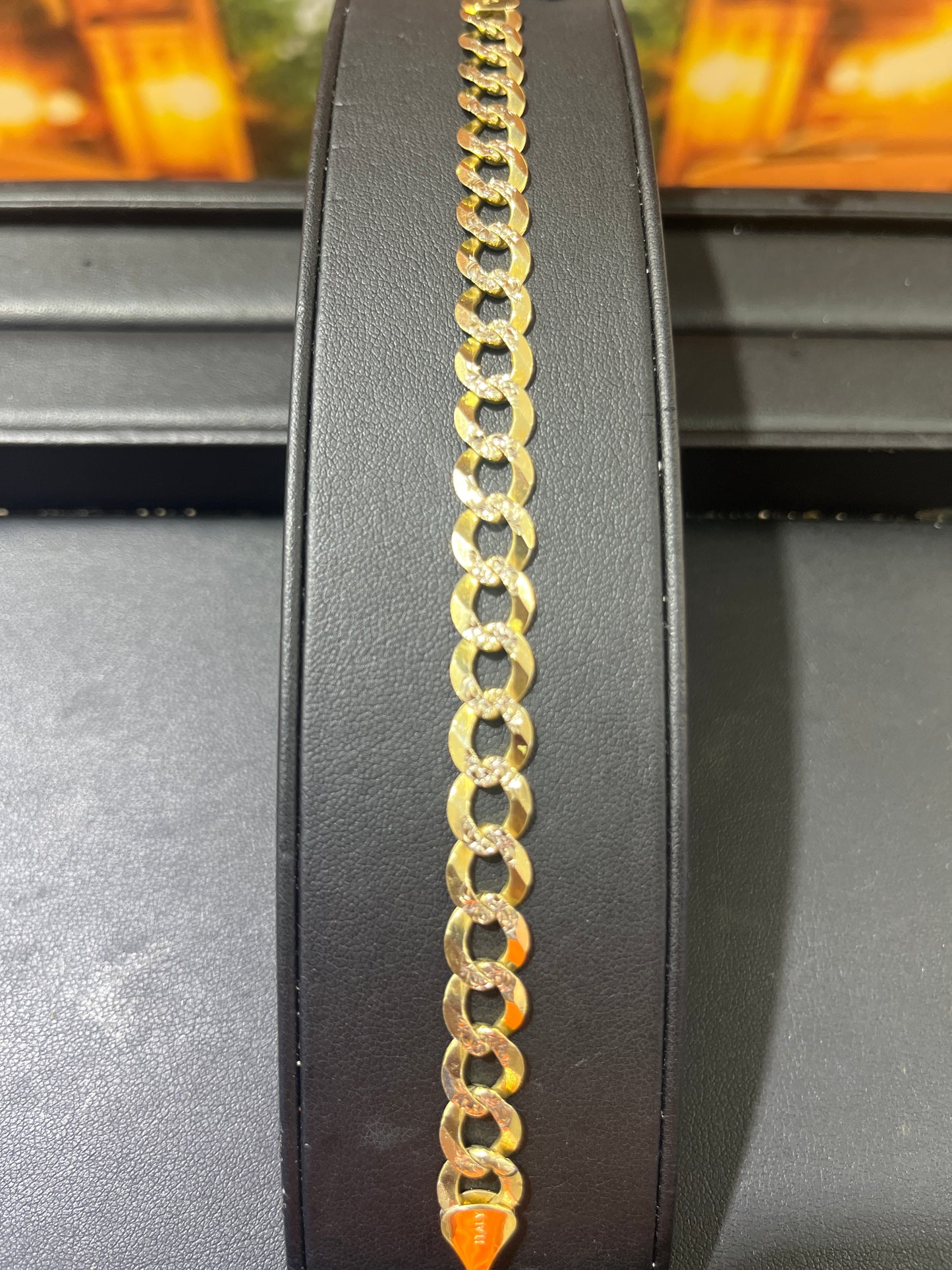 14KT Gold Bracelet - 8.5mm Heavy Flat Cuban Diamond-Cut