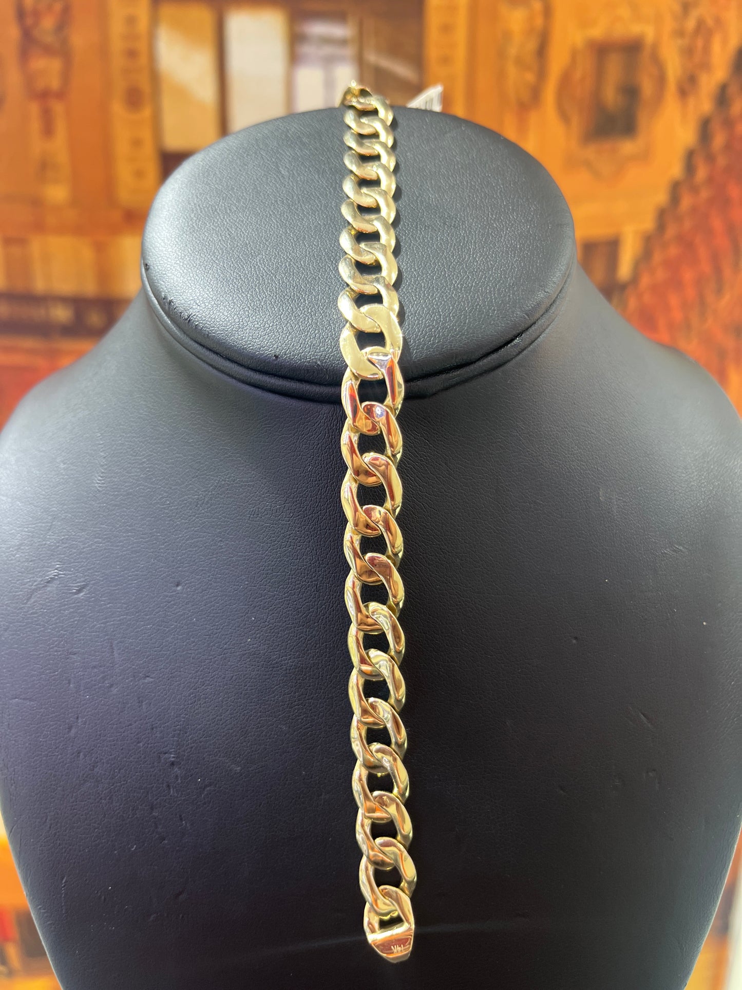 14KT Gold Bracelet - 10mm Heavy Flat Cuban Design