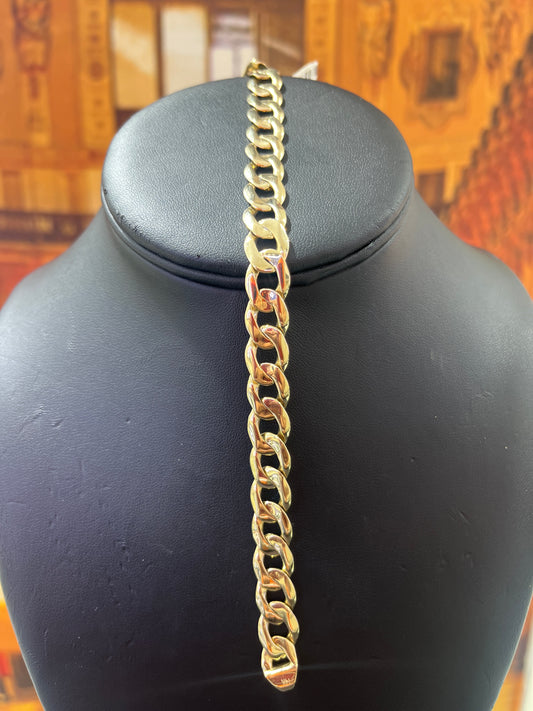 14KT Gold Bracelet - 10mm Heavy Flat Cuban Design
