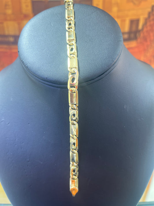 14KT Gold Bracelet - 6.5mm Tiger’s Eye Design Heavy