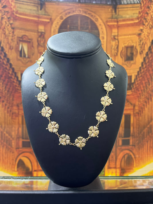 14KT Gold Necklace - Hibiscus Design 14.5mm