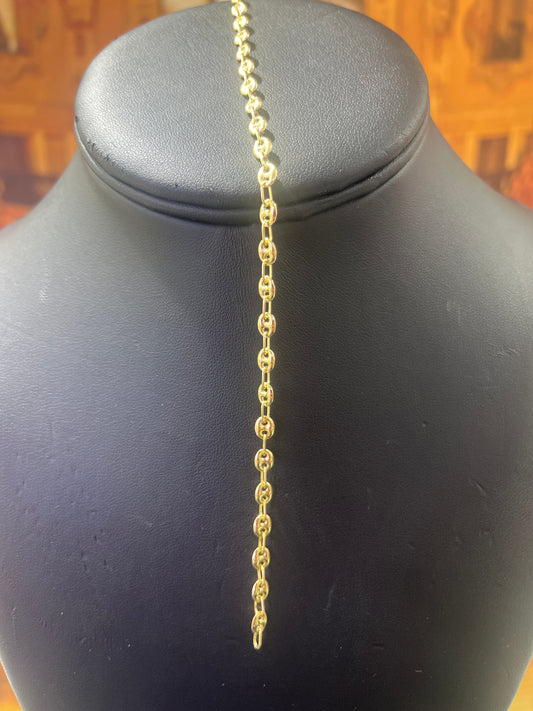 14KT Gold Bracelet - 3.5mm Gucci Design Plain