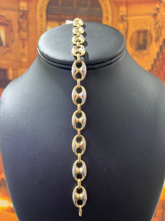 14KT Gold Bracelet - 11mm Gucci Design Two-Tone