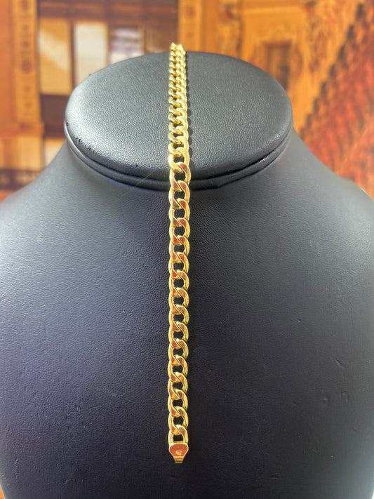 14KT Gold Bracelet - 6mm Flat Cuban Design