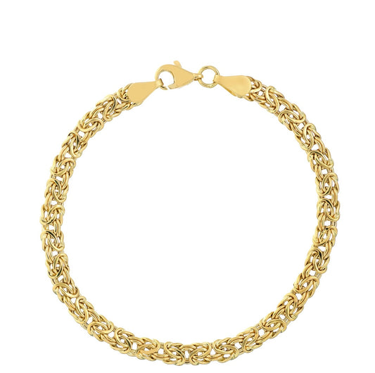 14KT Gold Bracelet - Byzantine Design 5mm 7.5”