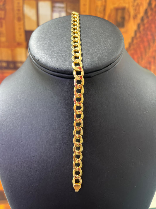 14KT Gold Bracelet - 7mm Flat Cuban Design
