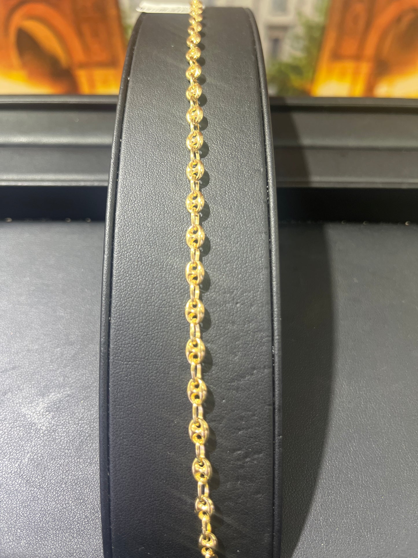14KT Gold Bracelet - 4mm Gucci Design Plain