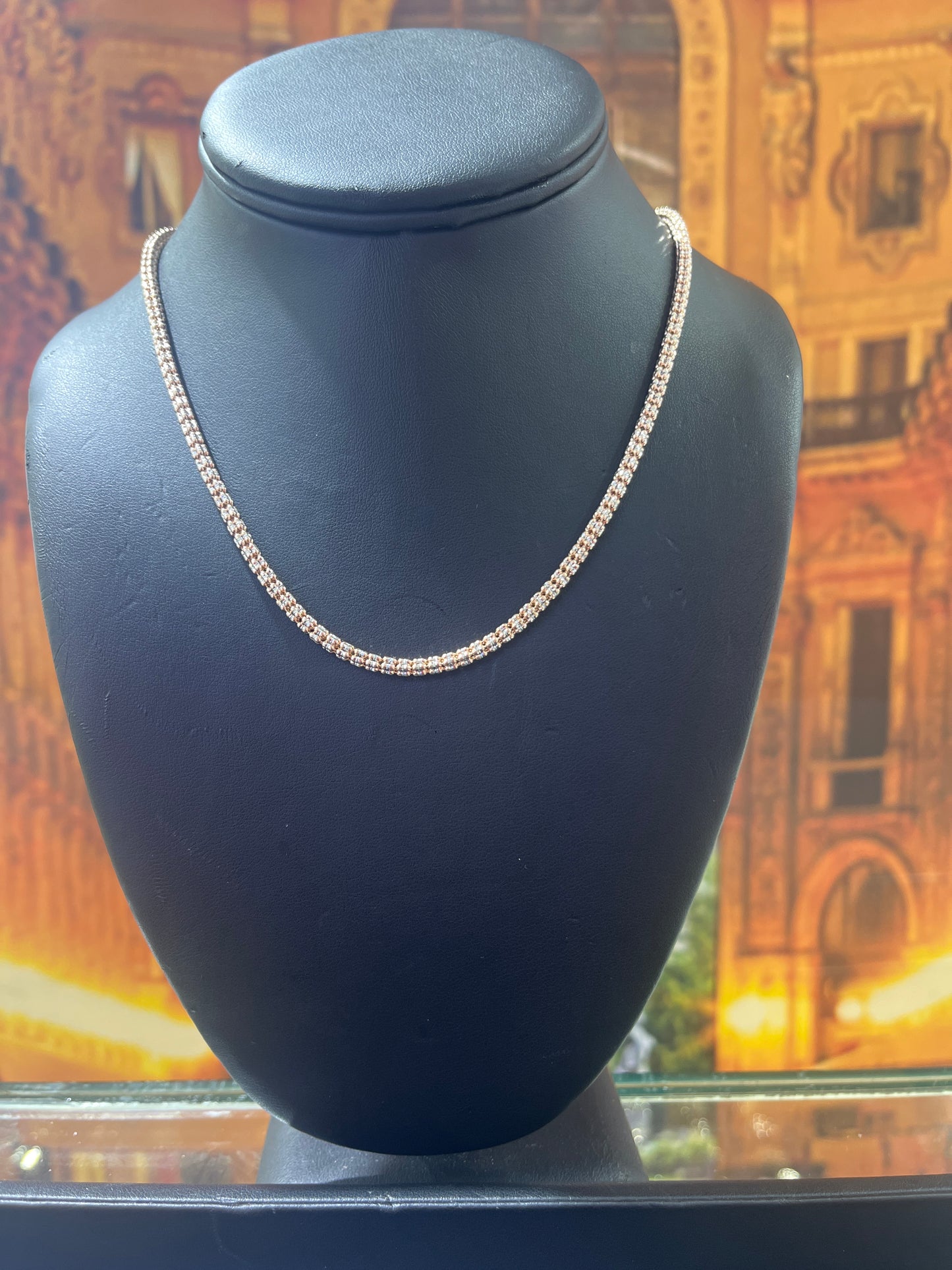 14KT Gold Chain - 3.5mm Ice Design Rose Gold